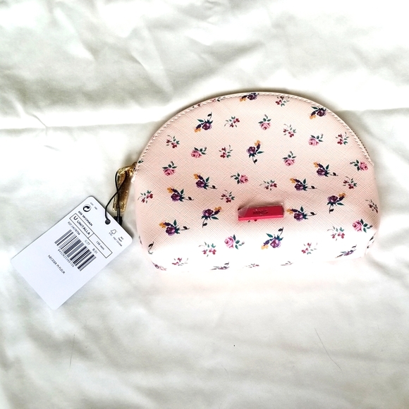 Mango Handbags - NWT MNG Pink Flowered Leather Makeup Bag